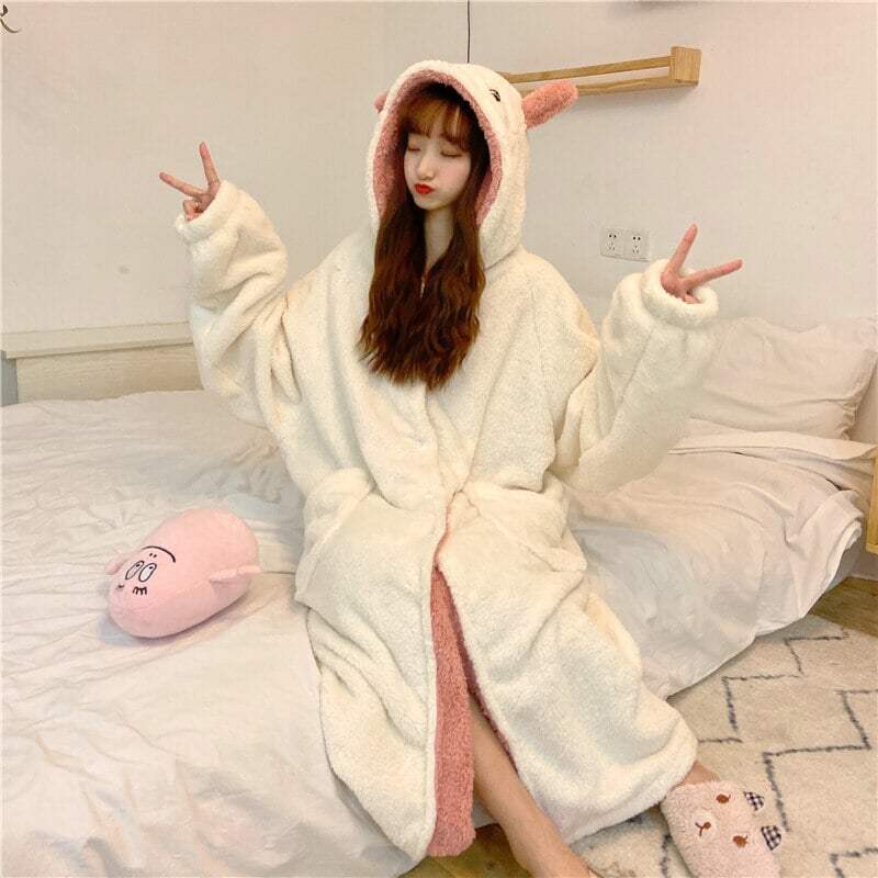 Kawaii Pastel Dragon Plush Hoodie Blanket-Enchanted peach