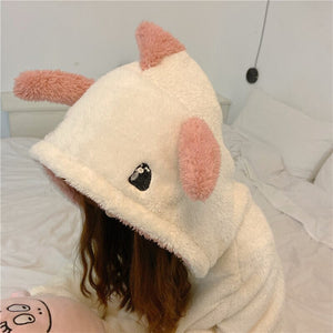 Kawaii Pastel Dragon Plush Hoodie Blanket-Enchanted peach