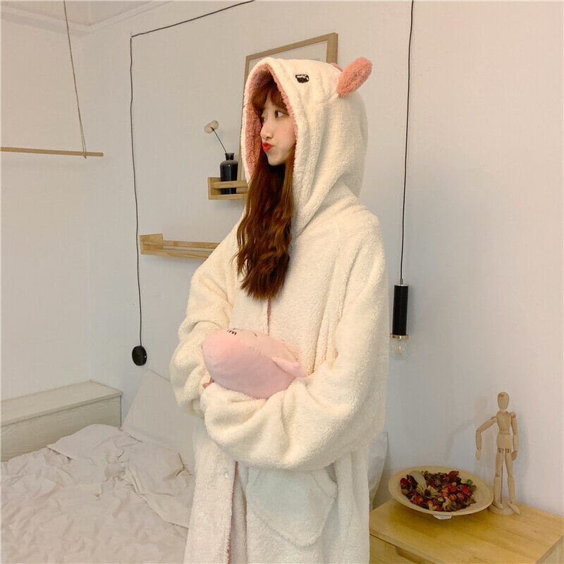 Kawaii Pastel Dragon Plush Hoodie Blanket-Enchanted peach