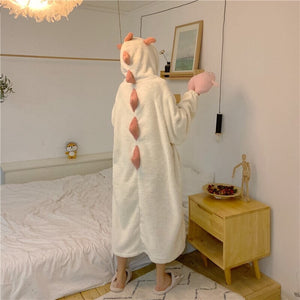 Kawaii Pastel Dragon Plush Hoodie Blanket-Enchanted peach