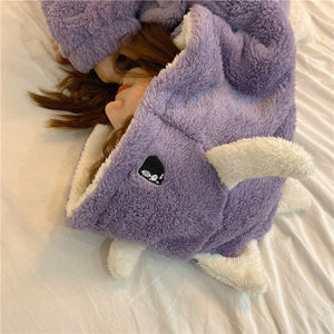 Kawaii Pastel Dragon Plush Hoodie Blanket-Enchanted peach