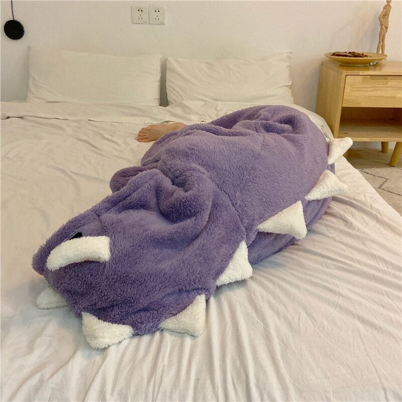 Kawaii Pastel Dragon Plush Hoodie Blanket-Enchanted peach