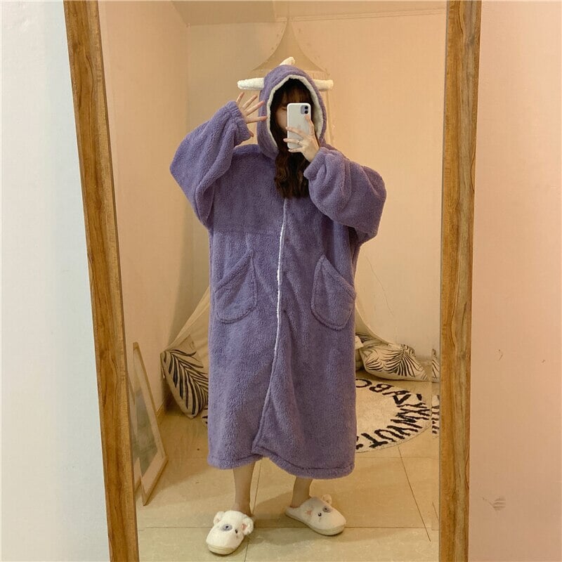 Kawaii Pastel Dragon Plush Hoodie Blanket-Enchanted peach