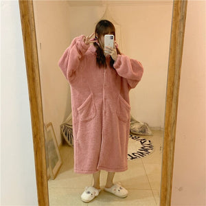 Kawaii Pastel Dragon Plush Hoodie Blanket-Enchanted peach