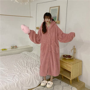 Kawaii Pastel Dragon Plush Hoodie Blanket-Enchanted peach