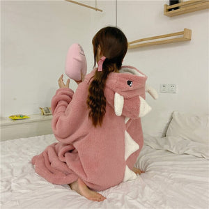 Kawaii Pastel Dragon Plush Hoodie Blanket-Enchanted peach