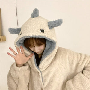 Kawaii Pastel Dragon Plush Hoodie Blanket-Enchanted peach