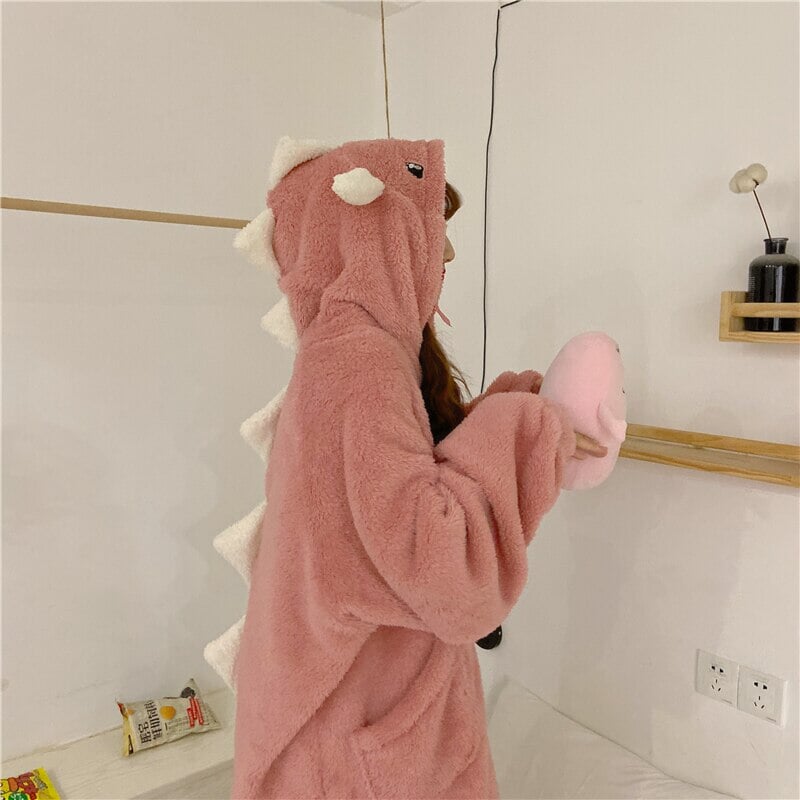 Kawaii Pastel Dragon Plush Hoodie Blanket-Enchanted peach