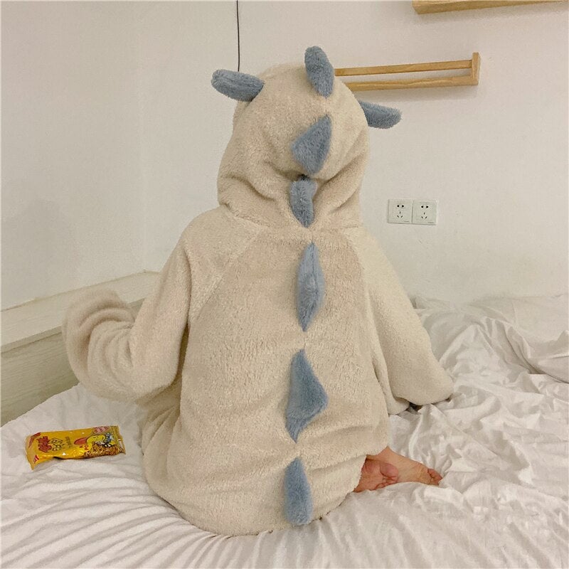 Kawaii Pastel Dragon Plush Hoodie Blanket-Enchanted peach