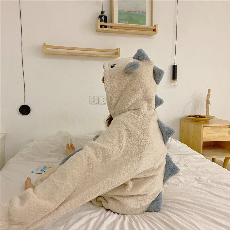 Kawaii Pastel Dragon Plush Hoodie Blanket-Enchanted peach