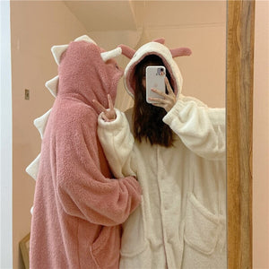 Kawaii Pastel Dragon Plush Hoodie Blanket-Enchanted peach