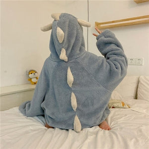 Kawaii Pastel Dragon Plush Hoodie Blanket-Enchanted peach