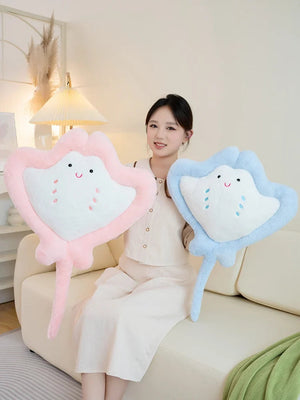 Kawaii Pastel Fluffy Stingray Plushies-Enchanted peach