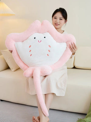 Kawaii Pastel Fluffy Stingray Plushies-Enchanted peach