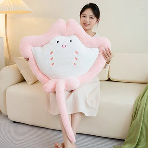 Kawaii Pastel Fluffy Stingray Plushies-Enchanted peach