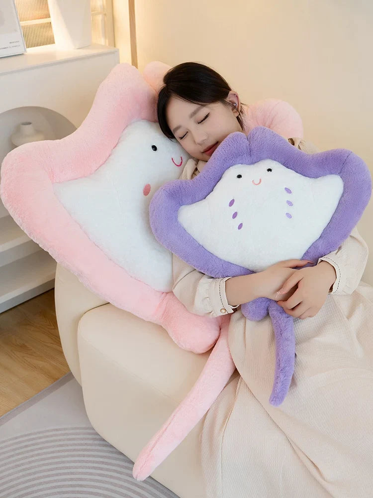 Kawaii Pastel Fluffy Stingray Plushies-Enchanted peach