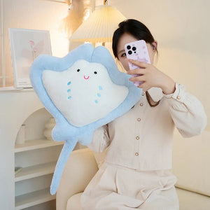 Kawaii Pastel Fluffy Stingray Plushies-Enchanted peach