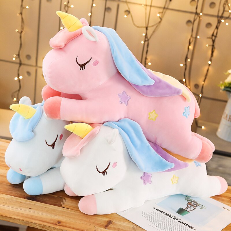 Kawaii Pastel Pink White Blue Unicorn Plushies-Enchanted peach