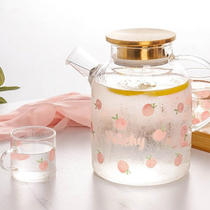 Kawaii Peach Glass Kettle and Cups Set-Enchanted peach