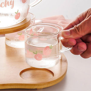 Kawaii Peach Glass Kettle and Cups Set-Enchanted peach