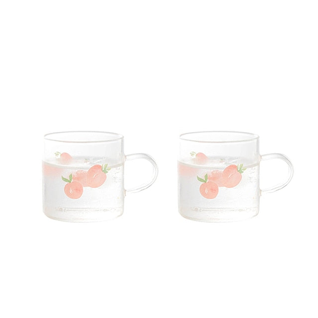 Kawaii Peach Glass Kettle and Cups Set-Enchanted peach