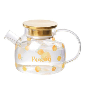 Kawaii Peach Glass Kettle and Cups Set-Enchanted peach