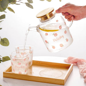 Kawaii Peach Glass Kettle and Cups Set-Enchanted peach