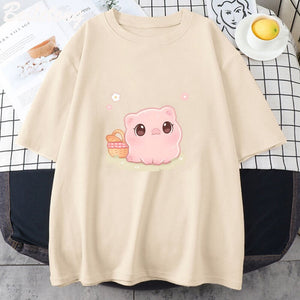 Kawaii Piggy Unisex Tee-Enchanted peach