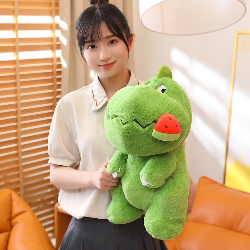 Kawaii Pink Green Fluffy Dinosaur Plushies-Enchanted peach