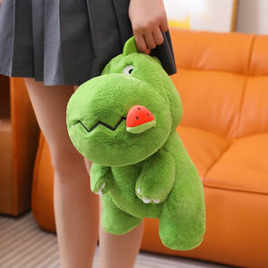 Kawaii Pink Green Fluffy Dinosaur Plushies-Enchanted peach