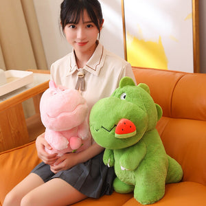 Kawaii Pink Green Fluffy Dinosaur Plushies-Enchanted peach