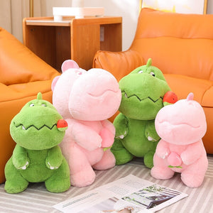 Kawaii Pink Green Fluffy Dinosaur Plushies-Enchanted peach