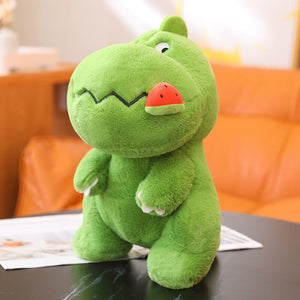 Kawaii Pink Green Fluffy Dinosaur Plushies-Enchanted peach