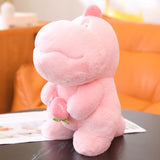 Kawaii Pink Green Fluffy Dinosaur Plushies-Enchanted peach