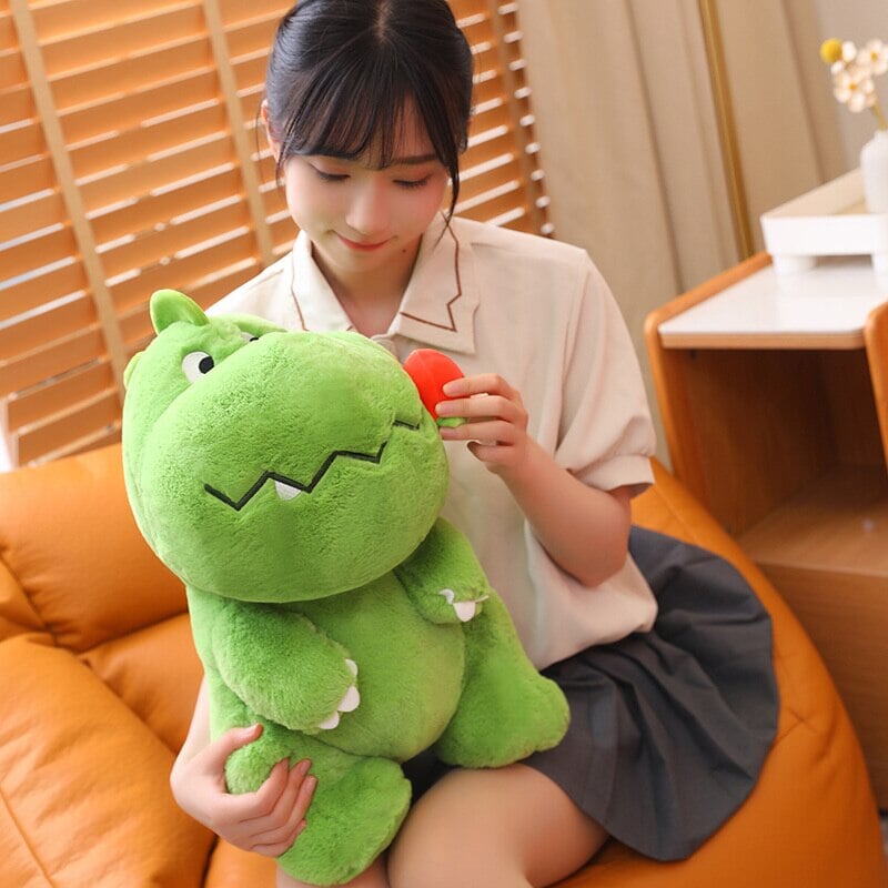 Kawaii Pink Green Fluffy Dinosaur Plushies-Enchanted peach