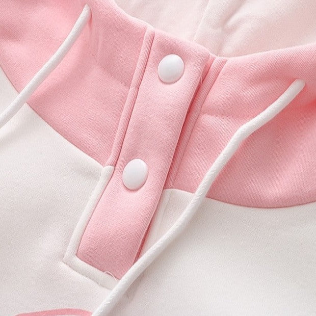 Kawaii Pink Purple White Bunny Strawberry Three-tone Hoodie-Enchanted peach