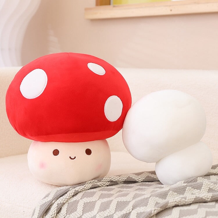 Kawaii Red Brown White Mushroom Plushie Family-Enchanted peach