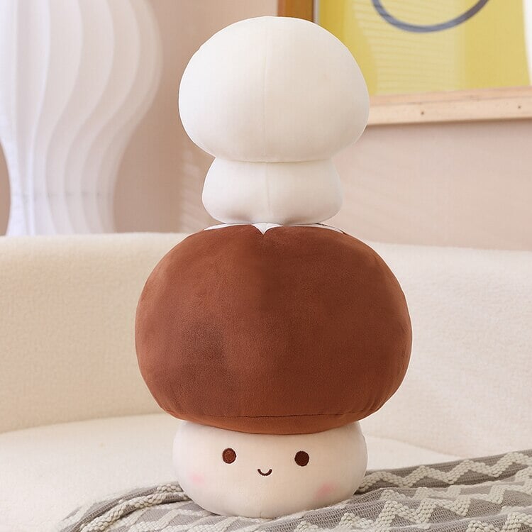 Kawaii Red Brown White Mushroom Plushie Family-Enchanted peach