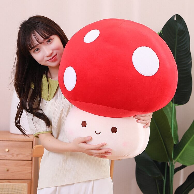 Kawaii Red Brown White Mushroom Plushie Family-Enchanted peach