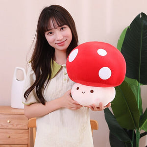 Kawaii Red Brown White Mushroom Plushie Family-Enchanted peach