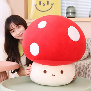 Kawaii Red Brown White Mushroom Plushie Family-Enchanted peach