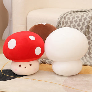 Kawaii Red Brown White Mushroom Plushie Family-Enchanted peach