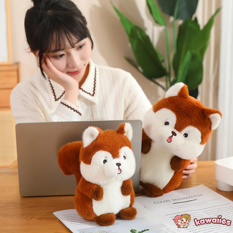 Kawaii Red Squirrel Acorn Plushie-Enchanted peach