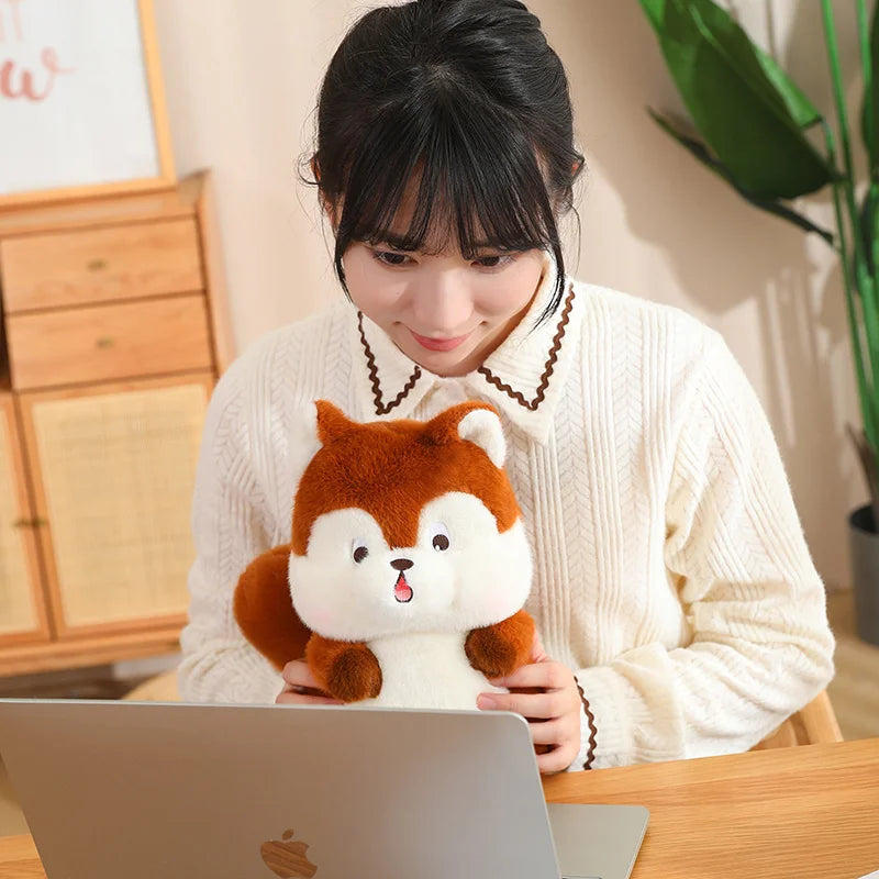 Kawaii Red Squirrel Acorn Plushie-Enchanted peach