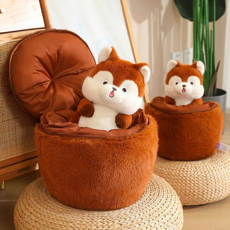 Kawaii Red Squirrel Acorn Plushie-Enchanted peach