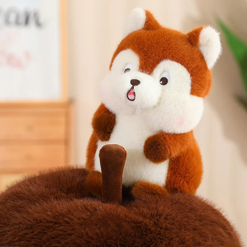 Kawaii Red Squirrel Acorn Plushie-Enchanted peach