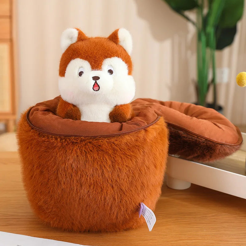 Kawaii Red Squirrel Acorn Plushie-Enchanted peach