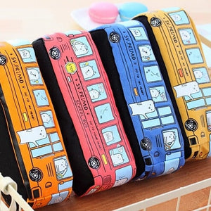 Kawaii School Bus Pencil Case-Enchanted peach