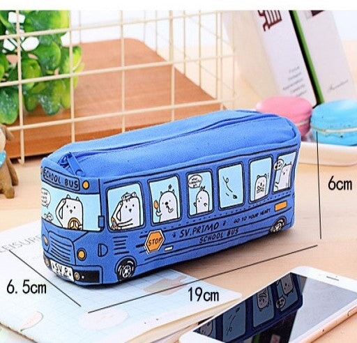 Kawaii School Bus Pencil Case-Enchanted peach