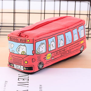 Kawaii School Bus Pencil Case-Enchanted peach